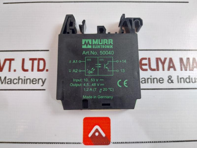 Murr Elektronik 50040 Opto-coupler Module 10-53V Dc 1.2A - Used Murr Elektronik 50040 Opto-coupler Module 10-53V Dc 1.2A - Used
