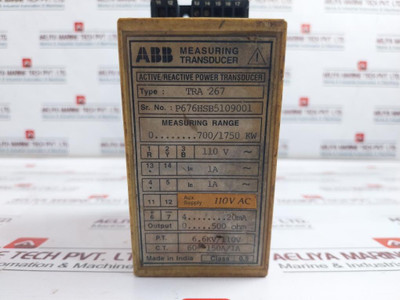 Abb Tra 267 Measuring Transducer, Active/Reactive Power, 110V Ac, 4-20Ma Output