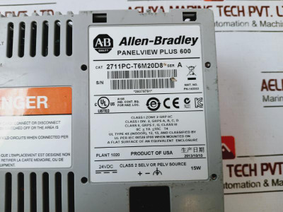 Allen Bradley 2711Pc-t6M20D8 Panelview Plus Compact 24 Vdc (Not Working)