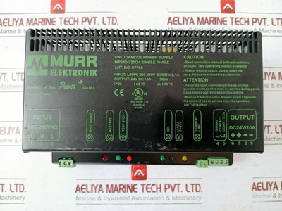 Murr Elektronik Mps10-230/24 Single Phase Switch Mode Power Supply 24Vdc 10A Murr Elektronik Mps10-230/24 Single Phase Switch Mode Power Supply 24Vdc 10A