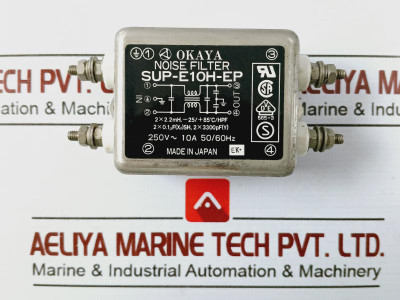Okaya Sup-e10H-ep Noise Filter 250V 10A 50/60Hz 2X0.1µF(X2)Sh 2X3300Pf(Y)