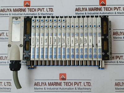 Festo Vmpa-kms1-24-5 Pneumatic Solenoid Valve Manifold Assy 1-0.9-10 Bar - Used Festo Vmpa-kms1-24-5 Pneumatic Solenoid Valve Manifold Assy 1-0.9-10 Bar - Used