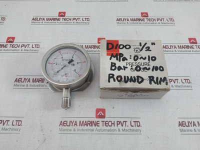 Youngjin Bourdon Tube Pressure Gauge 0-100 Bar 13042414 100Mm - New