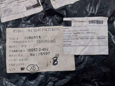 Lot of 3X Parker N0552 2-452 Anel O Bop O-Ring for Spares Part Assy 28-15 REV F2