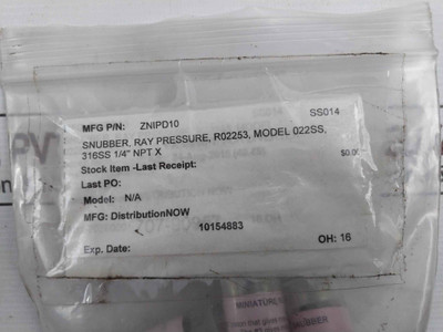 Miniature Ray Snubber 022S Pressure Modle R02253,022Ss,316Ss 1/4 Npt X
