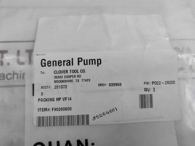 Lot of 3X General Pump F90260600 Packing Seal HP VF14 Interpump 14x24x11.1mm