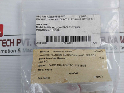 Hydril Union 015634 Quintuplex Plunger Pump Packing Set Ab082-09-08-pkg