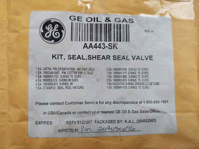 Hydril Aa443-sk O-ring 90 Valve Shear Seal Kit 84-p96 Mux Control System