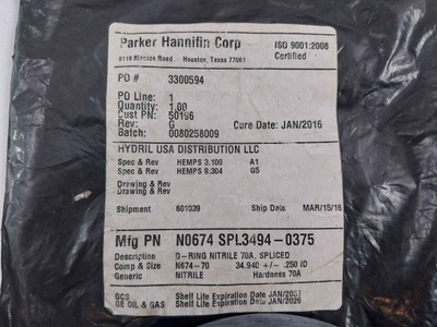 Hydril 50196 O-ring Nitrile 70A Rev G 34.940 Inch