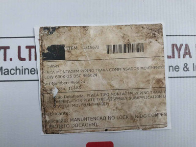 966024 Mounting Plate For Lock Pin – Motion Compensator 600K-25 Dsc