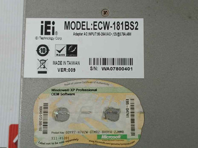 Iei Ecw-181Bs2 Embedded System W/ Adapter Ver 009 Up0451E-12P