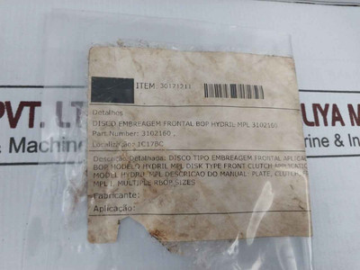 Hydril 3102160 Mpl Bop Front Clutch Disc Type Plate Rev.K