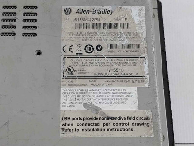 Allen-bradley 6186M-12Pn Operator Interface Panel 10000035431/02 (Not Working)