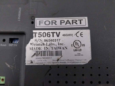 Weintek Mt506Tv Human Machine Interface W/ Display 24Vdc 0~45°C(Not Working)