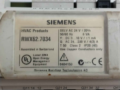 Siemens Rwx62.7034 Building Controller Module 50/60hz Ac 24v (not Working)