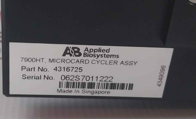 Applied Biosystems 4316725 Microcard Block Cycler Assembly Rev: A7 4315134