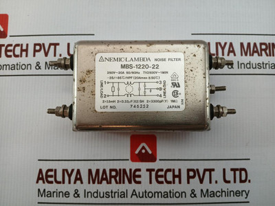 Noise Filter 250V-20A 50/60Hz By Nemic-lambda Mbs-1220-22