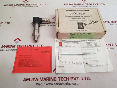 Kongsberg gt300c3g40v pressure transmitter 40 bar Kongsberg gt300c3g40v pressure transmitter 40 bar