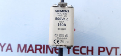 Siemens 3Na3 836 Fuse 500V 160A - IEC 60269, Made in Greece Siemens 3Na3 836 Fuse 500V 160A - IEC 60269, Made in Greece