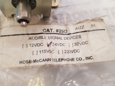 Hose-mccann Telephone #29D Audible Signal Devices 24V Dc Hose-mccann Telephone #29D Audible Signal Devices 24V Dc