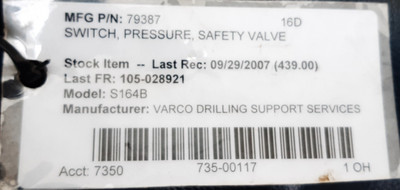 United electric pressure switch model S164B by Varco Drilling United electric pressure switch model S164B by Varco Drilling