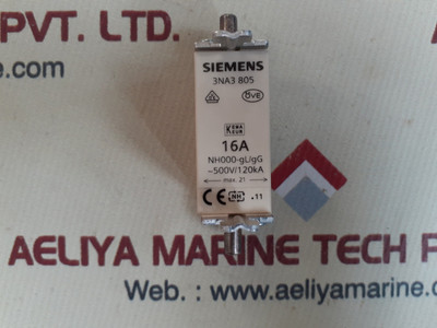 Siemens 3na3 805 fuse 16A nh000-gl/gg 500v/120ka max.21 Siemens 3na3 805 fuse 16A nh000-gl/gg 500v/120ka max.21