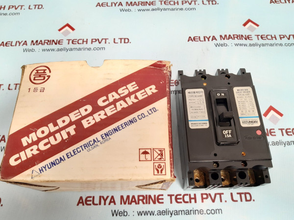 Hyundai Electrical Ho-60Bb 15A 3P Molded Case Circuit Breaker Ac 600V Dc 250V