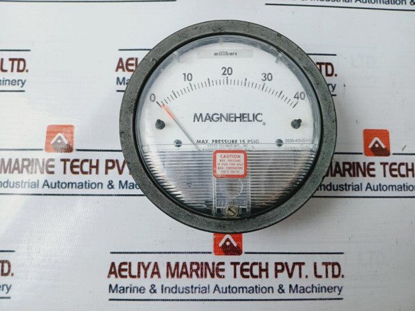 Dwyer 2000-40 Mbar Pressure Gauge Used