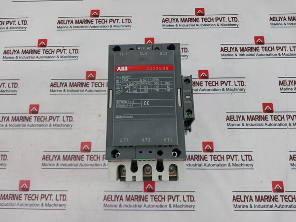 Abb Ax205-30 Contactor With Cal 18X-11 Auxiliary Contact Block