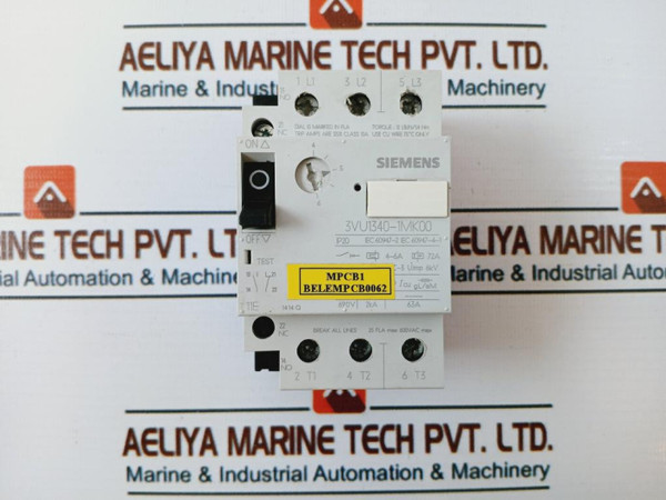 Siemens 3Vu1340-1Mk00 Motor Circuit Breaker Ip20 50/60Hz