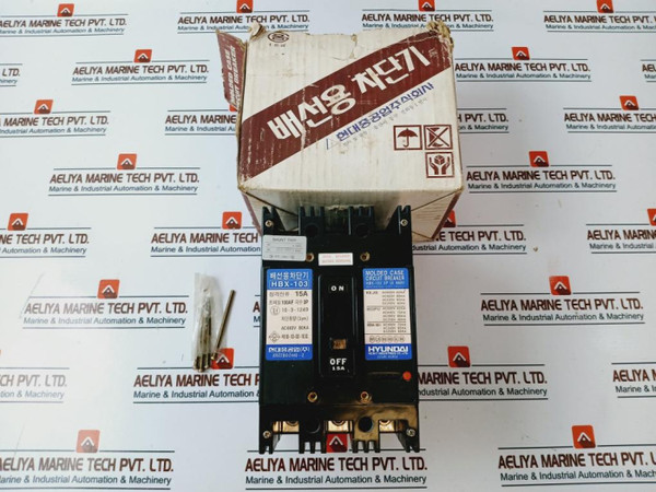 Hyundai Hbx-103 3 Pole Molded Case Circuit Breaker 15A 660V 100Af Used