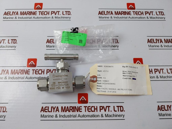 Swagelok Ss-26Vs8 0.5 Tube Needle Valve 6K Psi 