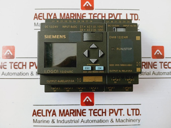 Siemens 6Ed1 052-1Md00-0Ba5 Logic Module Logo! 12/24Rc With Dm8 12/24R
