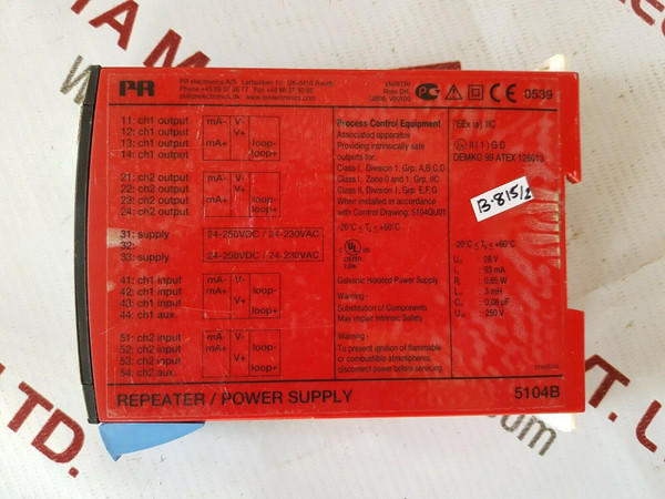 Pr Electronics 5104B Repeater Power Supply 24-230V/24-250V 3W 50/60Hz