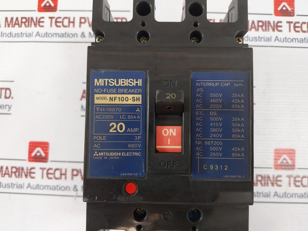 Mitsubishi Electric Nf100-sh No-fuse Breaker 20Amp 3Pole 660V