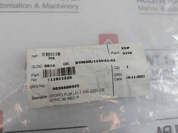 Siemens Lfl1.335 Gas Burner Controller Series-01 230V 50-60Hz 3.5Va