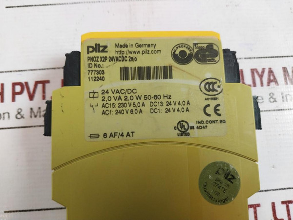 Pilz Pnoz X2P Safety Relay Module 24Vac/Dc 2N/O 230V 5A 50-60 Hz
