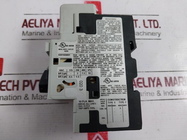 Allen-bradley 140M-c2E-c10 Motor Protection Circuit Breaker 6.3-10A Class 10