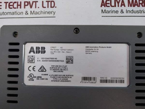 Abb 1Sap507100R0001 Touch Screen Control Panel Module Cp607 24V Dc, 0.30A Max