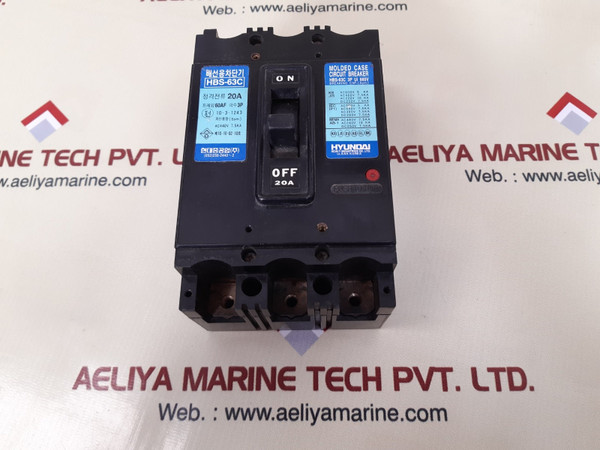 Hyundai Hbs-63C 3P Molded Case Circuit Breaker 20Amp