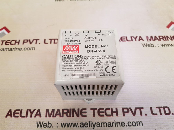 Mean Well Dr-4524 Power Supply 100-240Vac 1.5A 50/60Hz