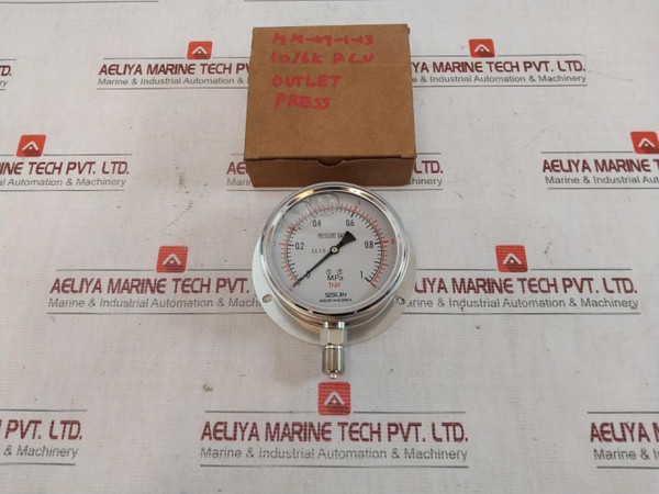 Seonjin Oil100*B Pressure Gauge 0-10 Bar 1.0Mpa 10/6K P.L.V - New
