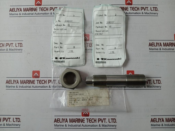 Kawasaki 2A Stud Bolt And Nut Set For Main Steam Turbine 0Wr-000-01R New