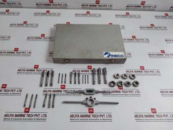 Ineco 025.880353 Taps & Round Dies Set 25.4X9.5 M 3-12 W 1/16-1/2 M8X1.25 Used