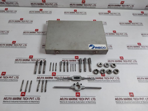 Ineco 025.880353 Taps & Round Dies Set 25.4X9.5 M 3-12 W 1/16-1/2 M8X1.25 Used
