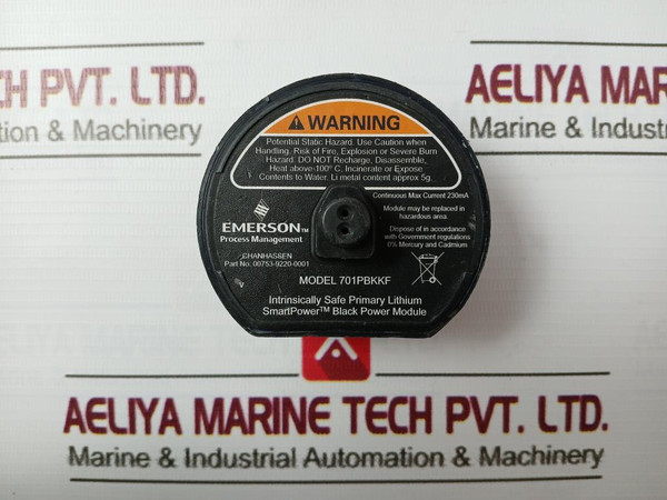 Emerson 701Pbkkf Smart Intrinsically Safe Primary Lithium Black Power Module