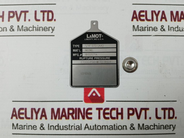 Lamot 1/4" Std (Aa) Rupture Pressure Disc Ctu-20P-d2 27000 Psig 72 °F