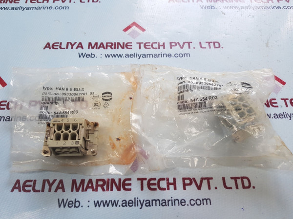 Set of 2x Harting han 6 e-bu-s female connector 09330062701 15a 500v