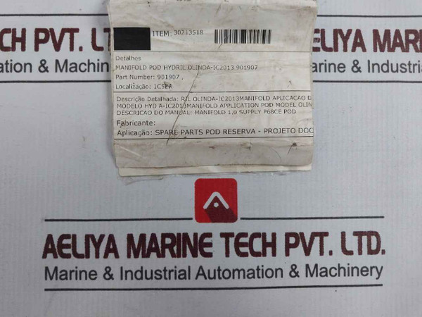 Hydril 901907 Pod Hydraulic Manifold Block 30213518