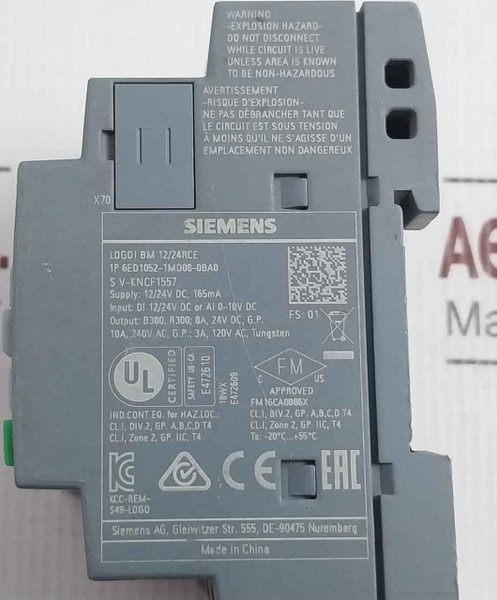 Siemens 6ed1052-1md08-0ba0 Logo Bm 12/24rce Programmable Logic Module 12/24v Dc